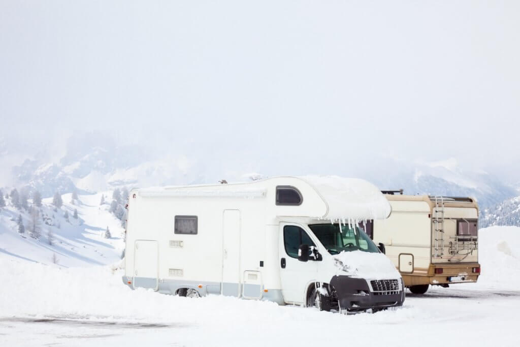 Campervan in snow