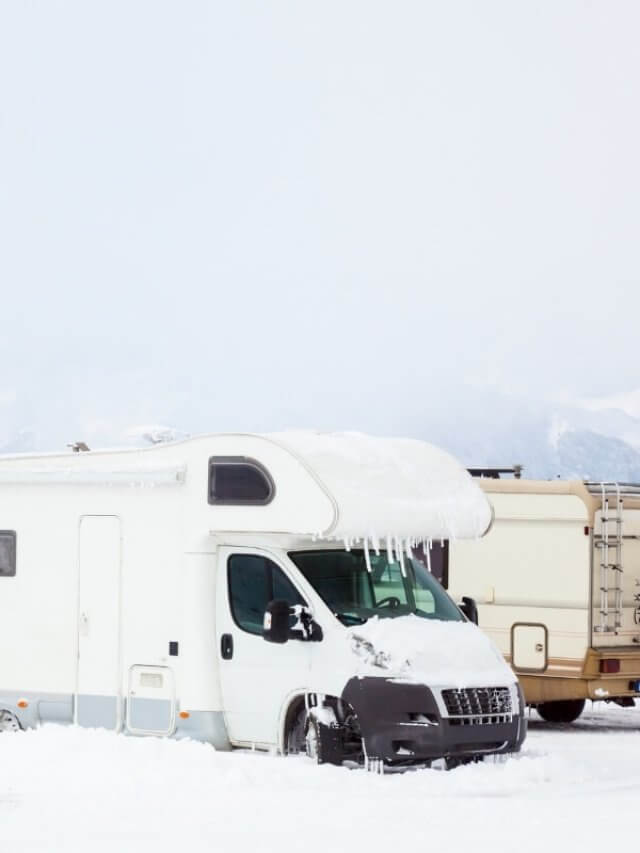Campervan in snow