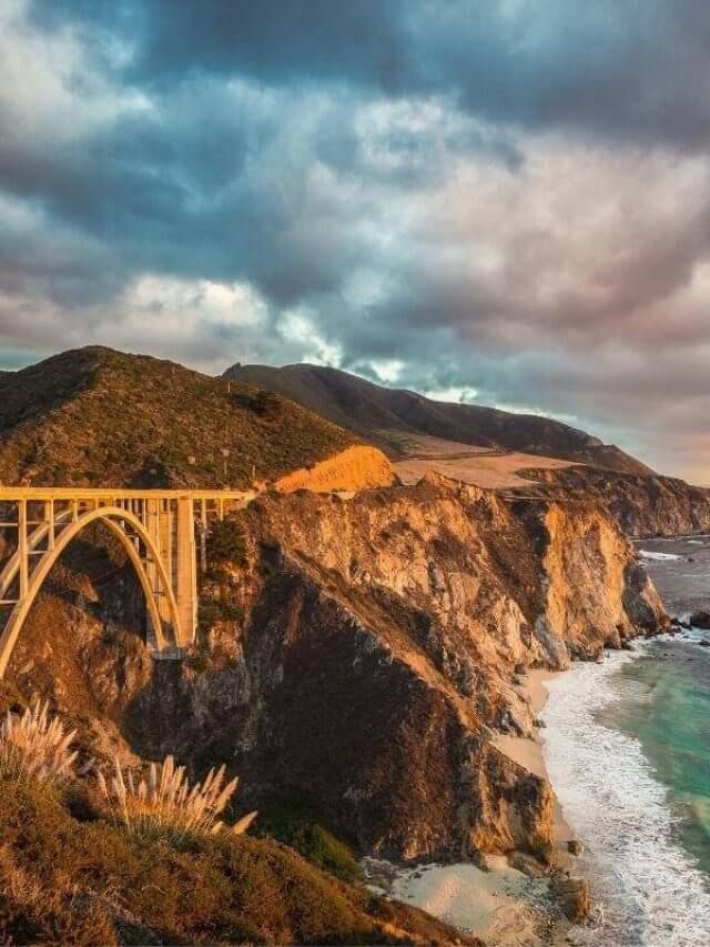 Sunset view of Bixby Bridge Big Sur California