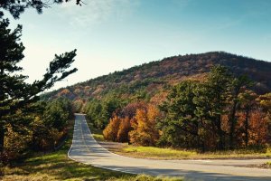 country road in Oklahoma in fall
