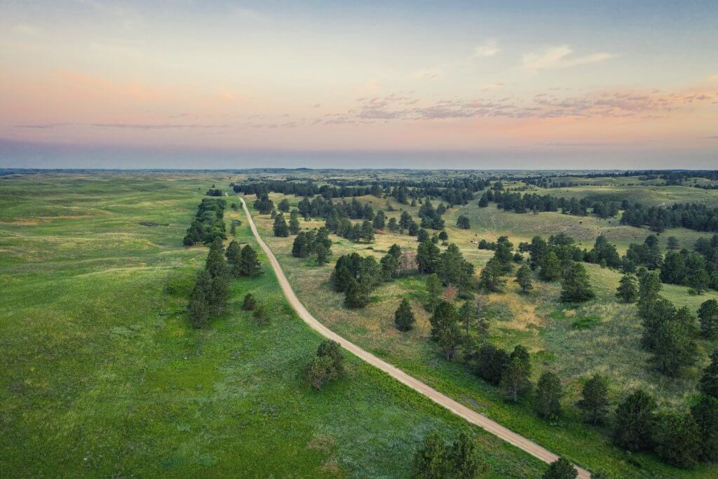 A scenic road through the Nebraska countryside