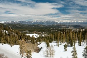 snow covered Sierra Nevada mountains california winterscape
