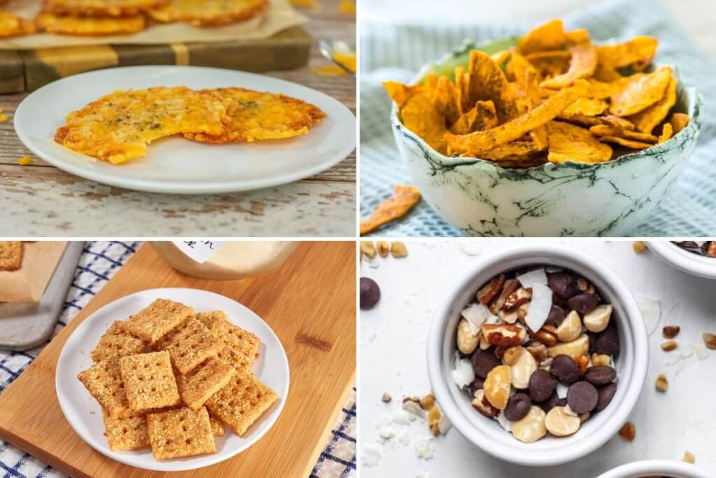 keto road trip snacks in a collage